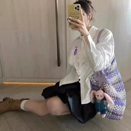 2025S Fashion Designer PU Woven Single Shoulder Super Large Capacity Mother And Child Bucket Lazy Style Tote Bag Travel Handbag