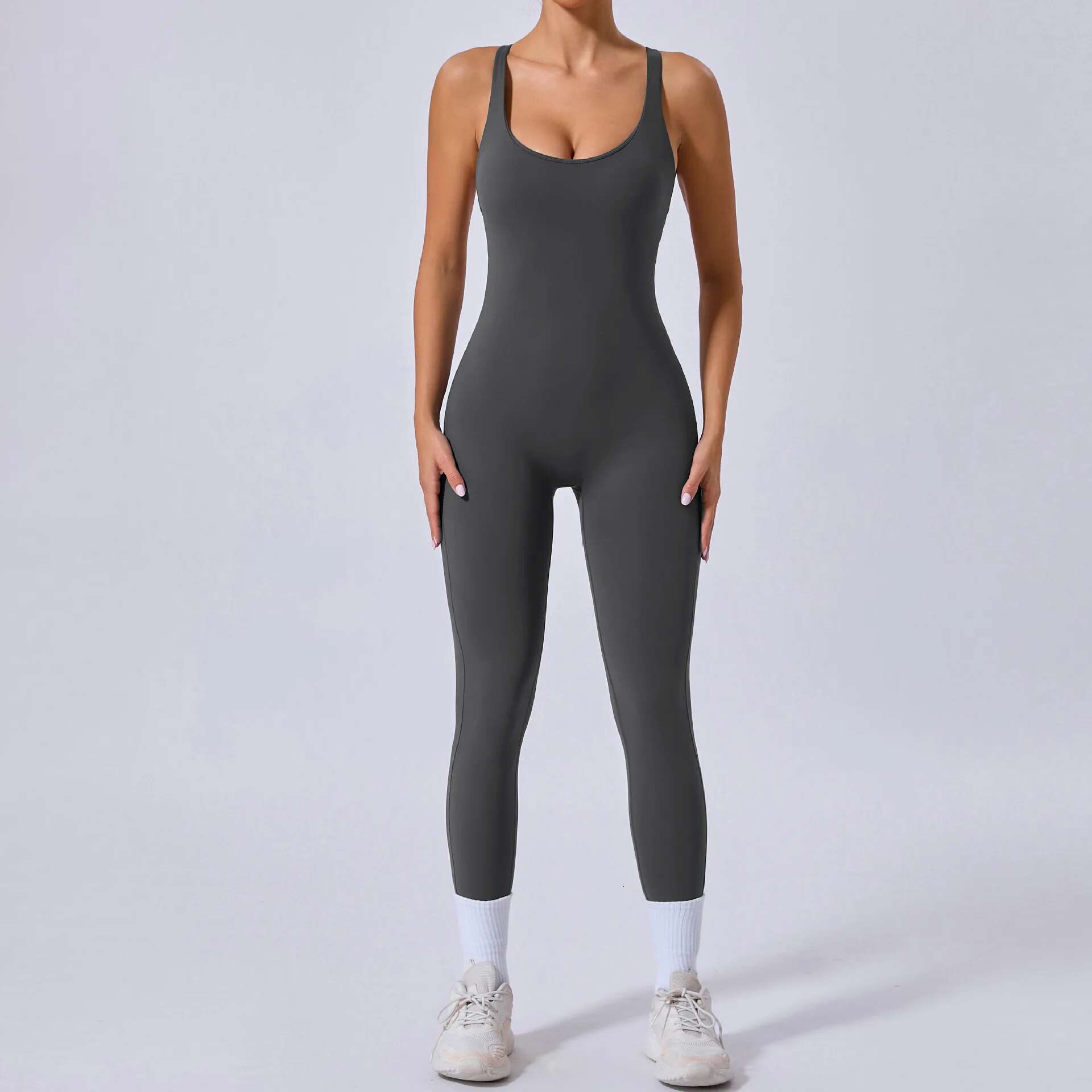 Rompers Yoga Sets Solid Black Hollow Out Bandage Backless Cross Jumpsuit for Women Fiess One-piece Gym Clothing Tracksuit