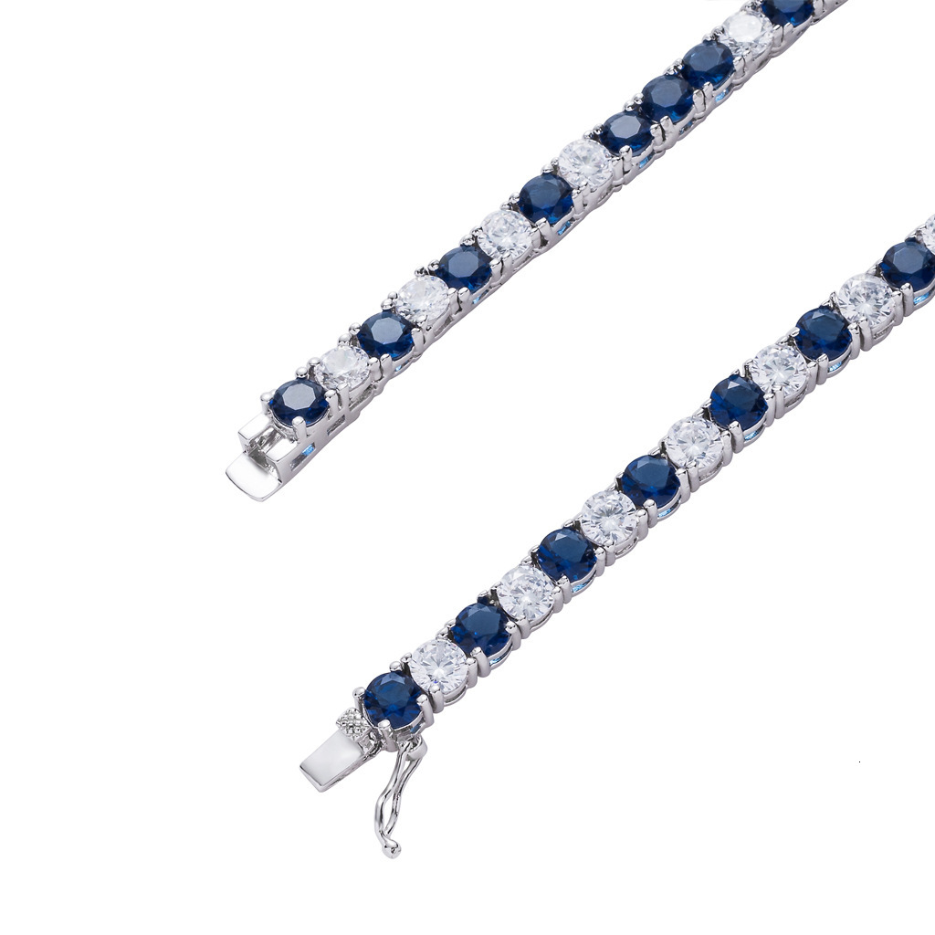 Necklace Mens Hip Hop 5mm Tennis Chain Tennis Chainlan Blue White Colored Zircon Necklace