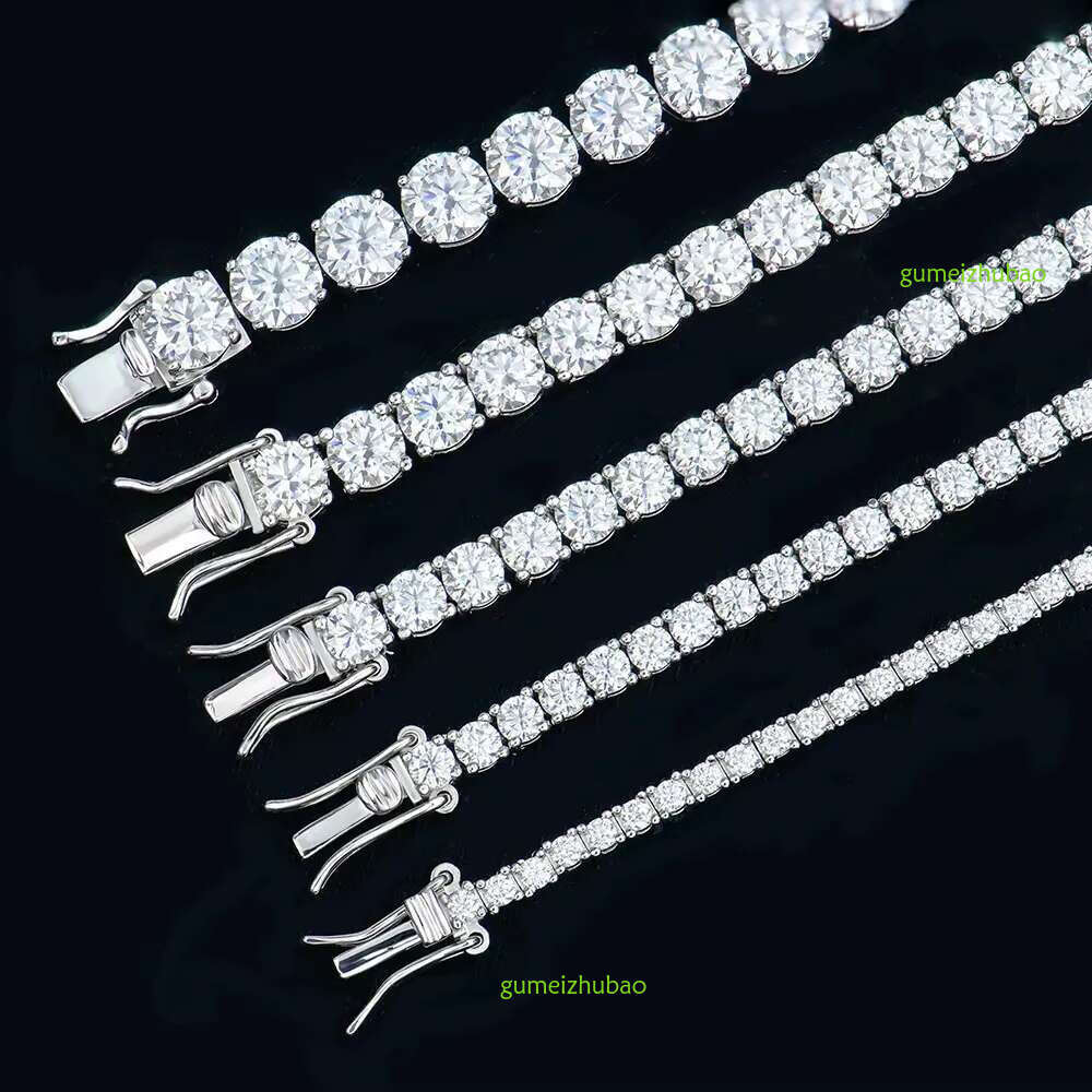 Custom Hiphop Jewlery Men 2-6mm Iced Sterg Sier Vvs Dia Mossanite Moissanite Tennis Chain Necklace with Certificate