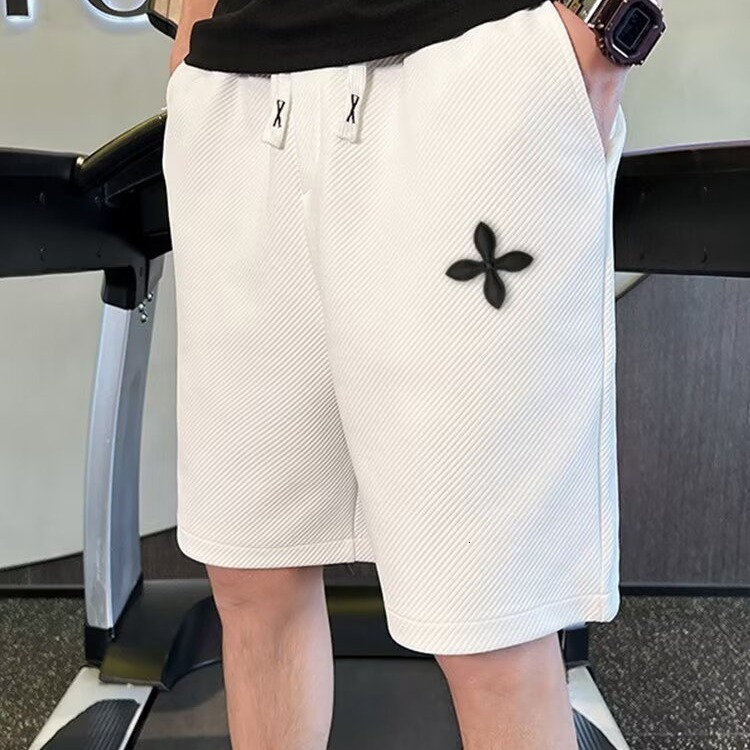 2025S Fashion Designer Light Mature Style Summer White Embroidered Shorts Men S Trendy Brand Five Quarter Loose Sports Casual Mid Length Pants