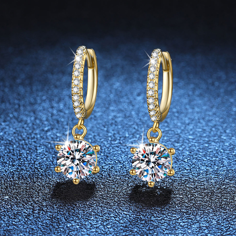 Solid 14K White Gold AU585 Platinum PT950 Earrings female moissanite tassel spirit earrings