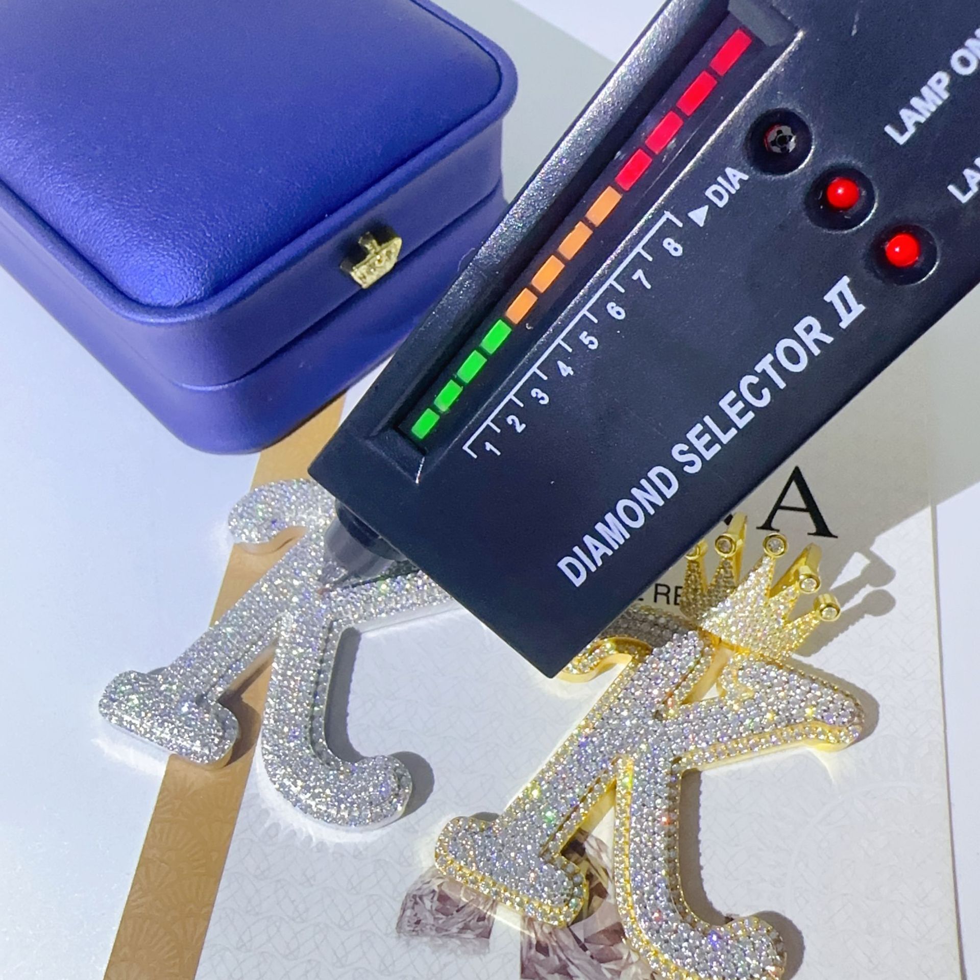 Diamond hair new S925 pure silver inlaid moissanite crown letter pendant INS fashionable and cool hip-hop pendant