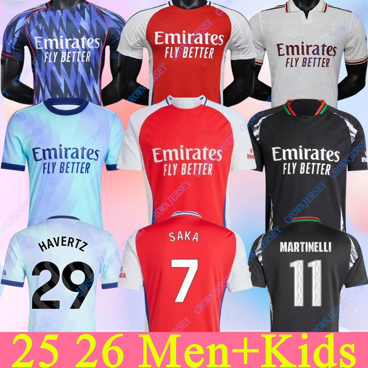 24 25 26 SAKA Soccer Jerseys ODEGAARD RICE HAVERTZ NWANERI MARTINELLI Calafiori NKETIAH SALIBA TROSSARD JESUS Football Shirt Kids Child Training Kit uniform