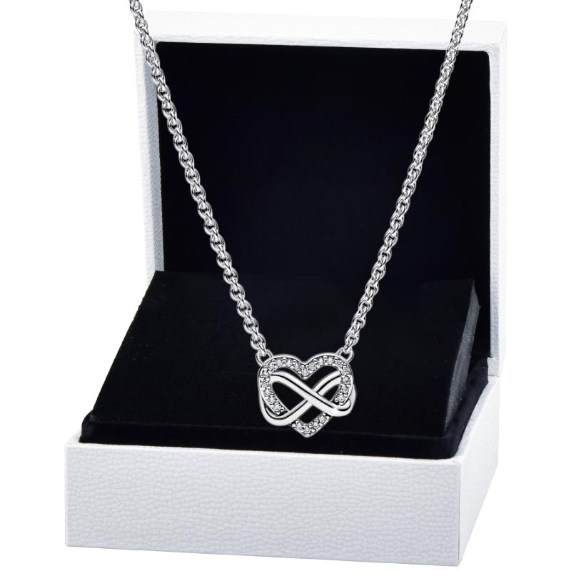 Sparkling Infinity Heart Collier Necklace 925 Sterling Silver Chain For Women Wedding Gift Jewelry Diamond Pendant Designer Necklace with Retail Box Top Quality