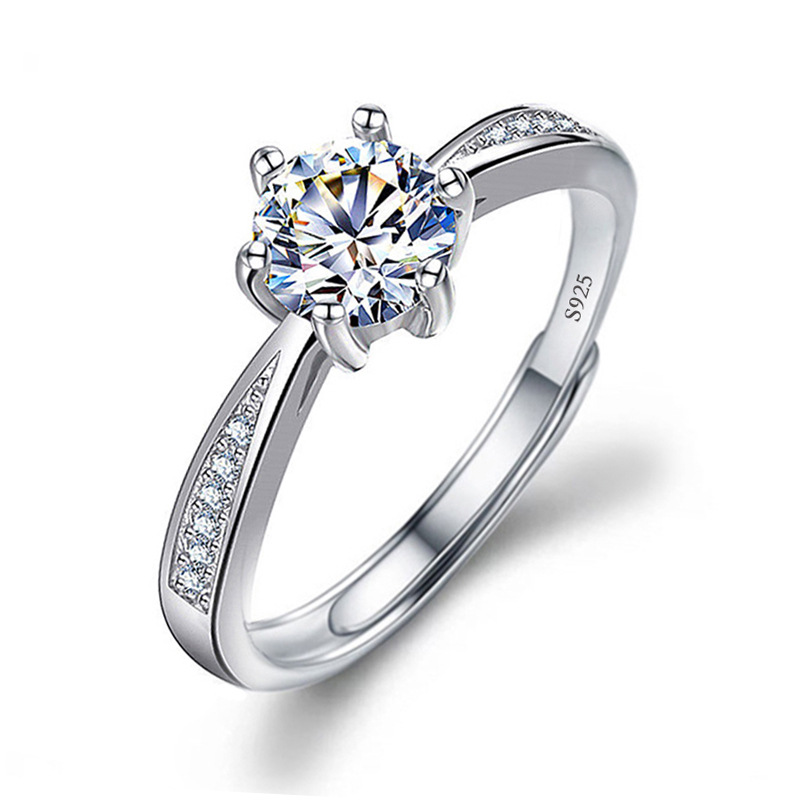 Women's PT950 Platinum 2 Mossanite Dia Ring, Simple Micro-Set Bull Head Design, Gift for Girlfriend.