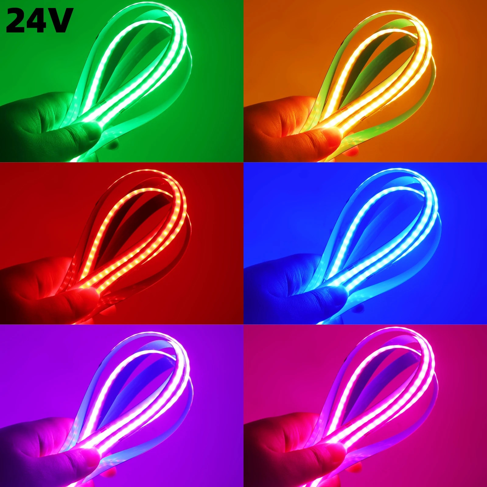 WiFi Bluetooth COB RGB LED Strip Lights With Remote Control 12V 24V Flexible Tape Ribbon Works with Alexa Music Linear Lighting 250311