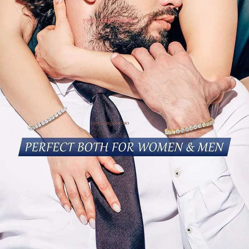 Unisex Sier Plated Designer Tennis Bracelet VVS Moissanite 3/4/5mm Wide Woman Jewelry Bracelets Rapper Hip Hop Iced Out Chain for Valentine's Day