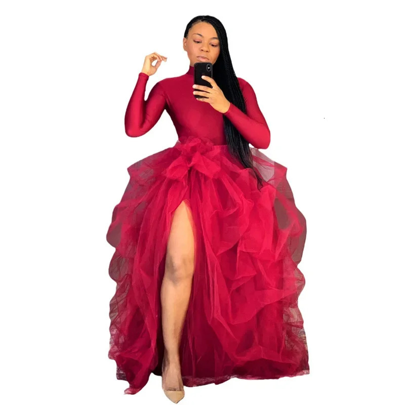 High-Waisted Elastic Mesh Casual Tulle Skirt For Women Half-Length Tutu Skirt Loose Fit Spring Autumn Season Female Clothing 250322