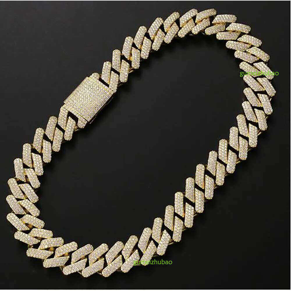 necklace moissanite chain 20mm Dia Miami Prong k Choker Bracelets 14k White Gold Iced Icy Cubic Zirconia Jewelry 7inch-24inch Cuban