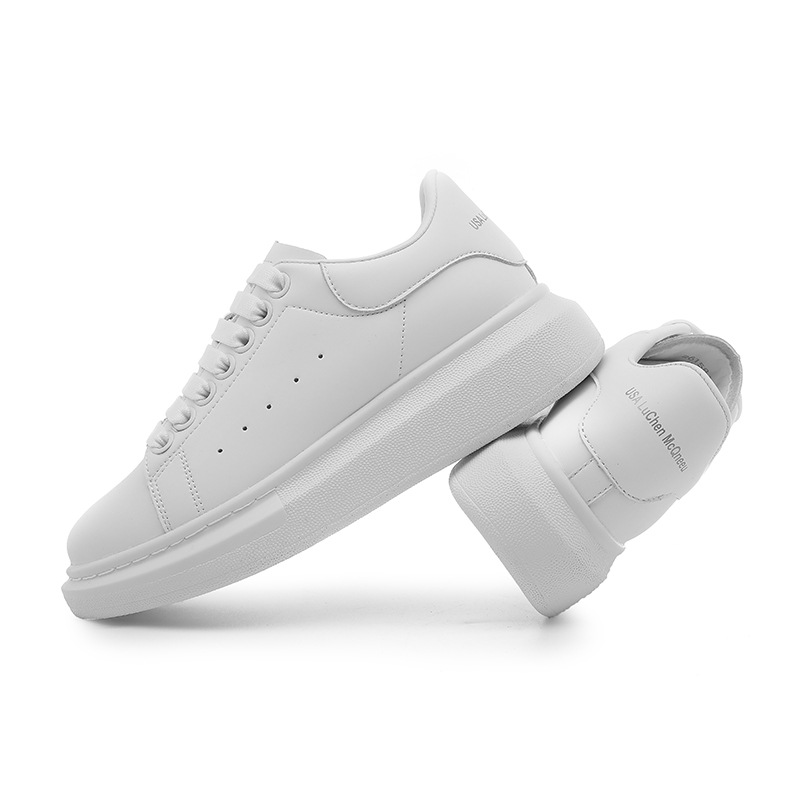 Korean version genuine leather thick-soled platform shoes White shoes for women and men spring new style height-increasing versatile casual sneakers s