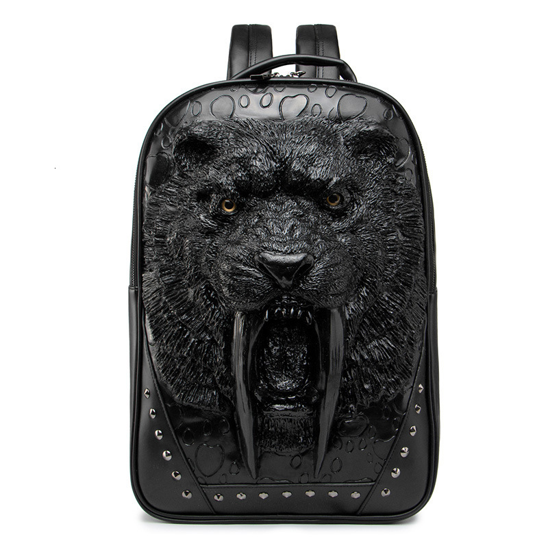 2025S Fashion Designer New Large Capacity Outdoor Travel PU Waterproof Computer Backpack Animal Stereoscopic Swordtooth Tiger Men S Bag