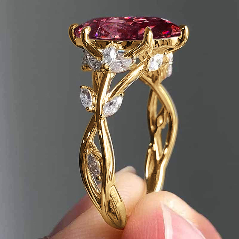 Choucong Ins Top Sell Wedding Rings Luxury Jewelry 18K Gold Fill Marquise Multi Color 5A Cubic Zircon CZ Diamond Women Leaf Vine Engagement Band Ring 