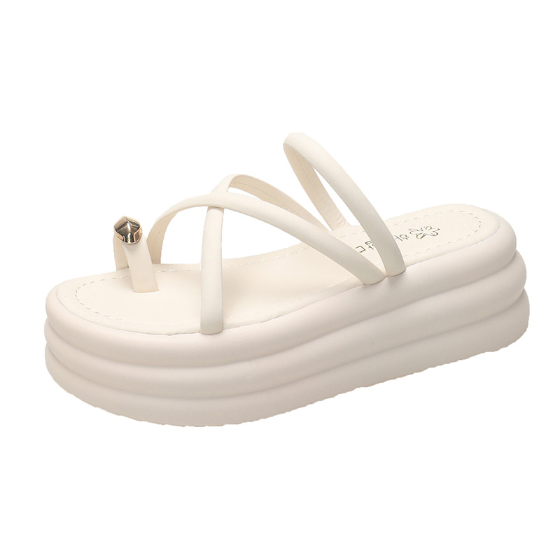 Thick soled sandals free Shipping Designer height increasing toe single slippers women wearing casual slippers on the outside 2025