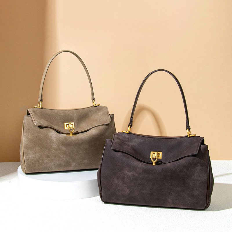 2025S Fashion Designer Autumn And Winter Suede Tote For Women Large Capacity Hand Held Armpit Bag High End Feel Frosted Versatile Kelly Bag