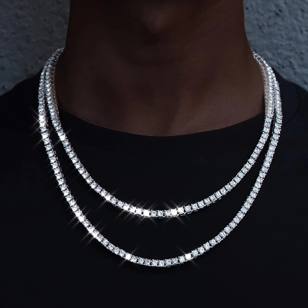 Classic 4MM Tennis Chain Ice Out Bracelet Mens Fashion Hip Hop Jewelry Womens 81618202430 Inch Necklace 250313