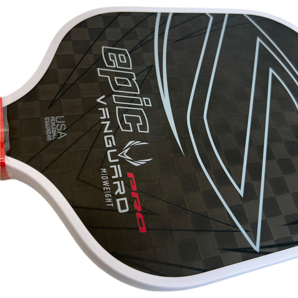 EPIC VANGUARD PRO 12K Raw Carbon Fiber Thermoformed Pickleball Paddle 16mm Polymer Honeycomb Core Increased power and control