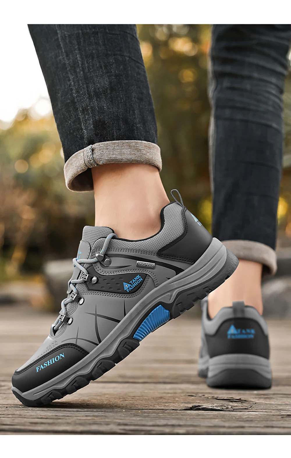 PU Leather Cargo Shoes For Men Waterproof Breathable Outdoor Mens Running Sneakers Anti-slippery Climbing Sport Shoes For Men 250322