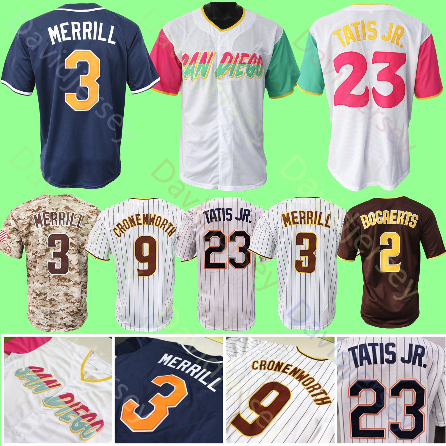 Baseball Jersey Jackson Merrill Fernando Tatis Jr. Xander Bogaerts Dylan Cease Manny Machado Luis Arraez Joe Musgrove Yu Darvish Cronenworth Gwynn Diaz Salas Youth