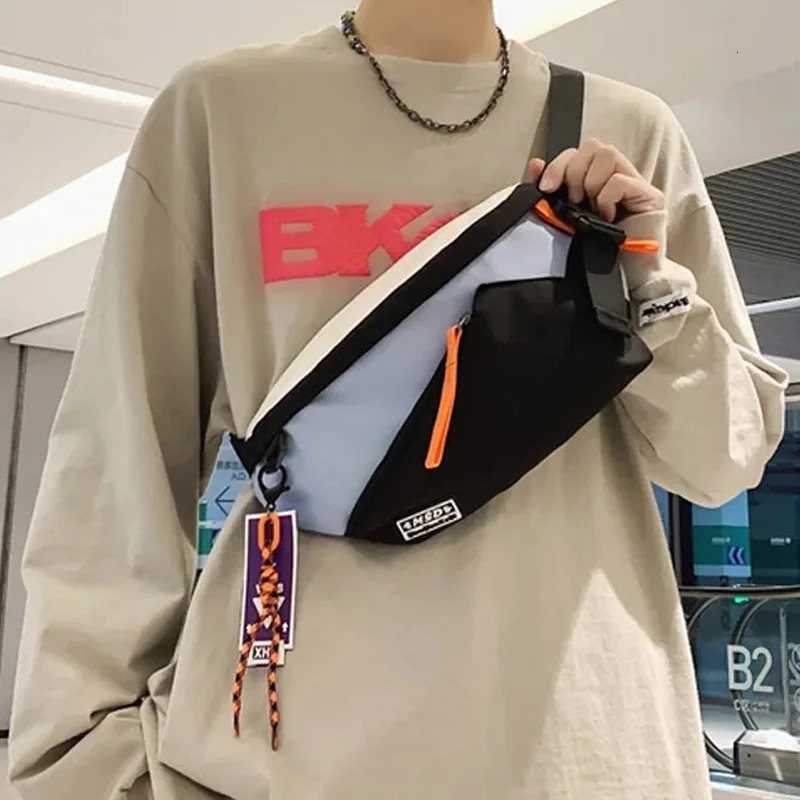 Mens Chest Drill Bag Womens Fanny Pack Street Clothing Chest Bag Multi functional Neutral Nylon Hip Hop Waist Bag Waterproof Phone Bag 250318