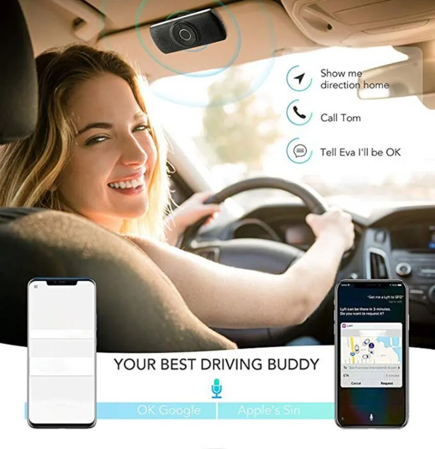 T826 Multi-Function Bluetooth car kits Speakerphone EDR Support For SIRI 3W Speaker Handsfree Kit MP3 Player Adapter Sun Visor Clip