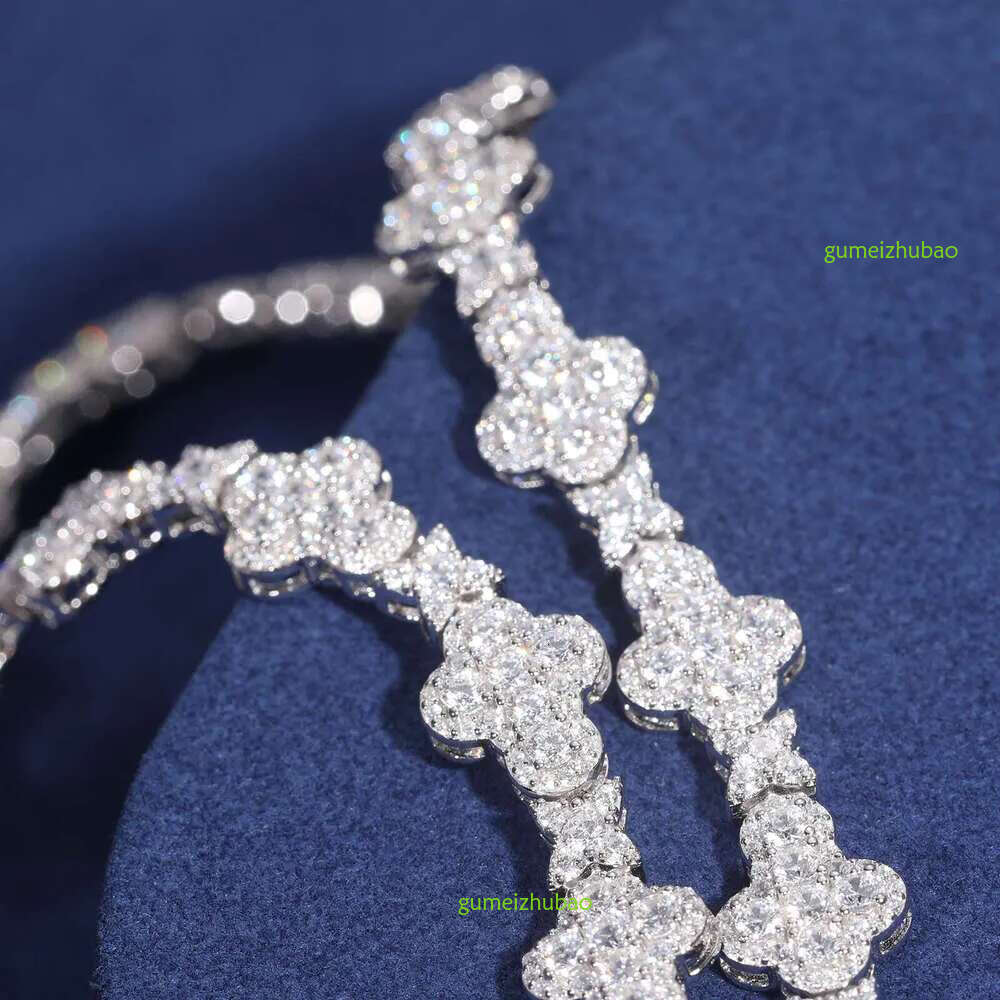 New Collection Sparkg Necklace Men's 10mm Sterg Sier VVS Moissanite Dia Iced Out Cross Star k Chain