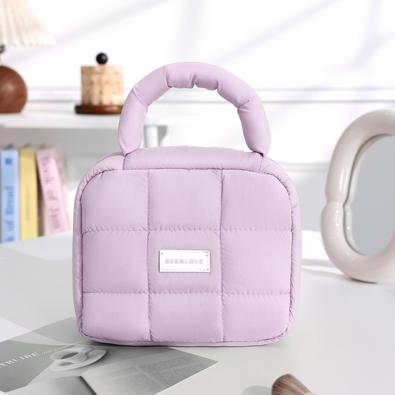 New puff square storage bag Macaron color girl soft hand makeup bag large capacity waterproof bag 2025