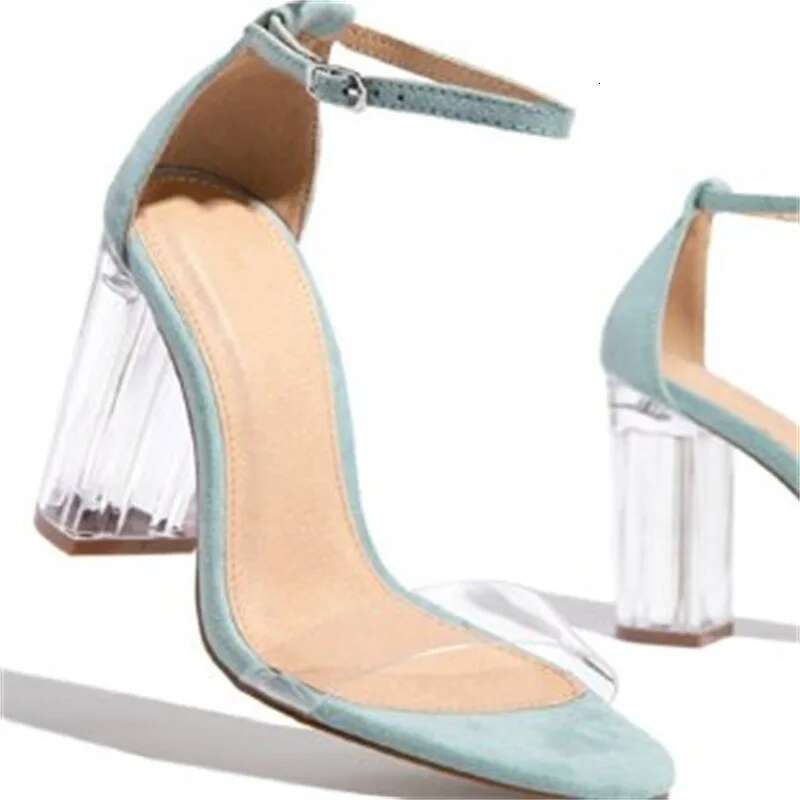 Sexy High Heel Shoes Summer Open Toed Women Sandals square transparent heel sandalias de mujer verano Big Size