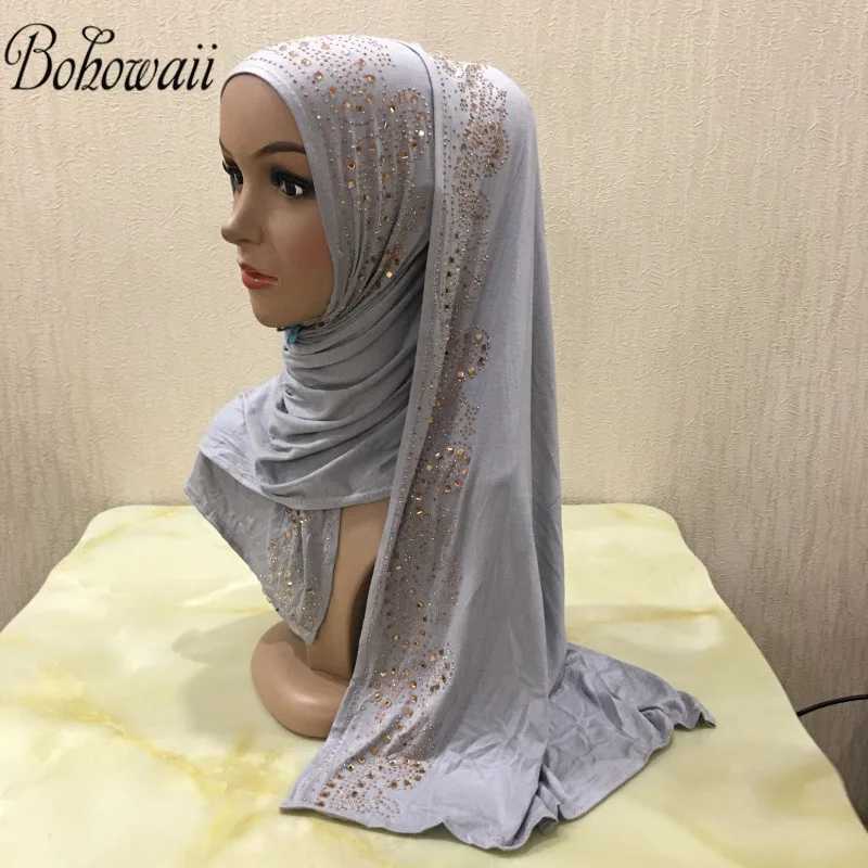BOHOWAII Diamond Jersey Headband Scarf Muslim Fashion Turbine Women African Muslims Wrap Arab Trkiye Headband X250324