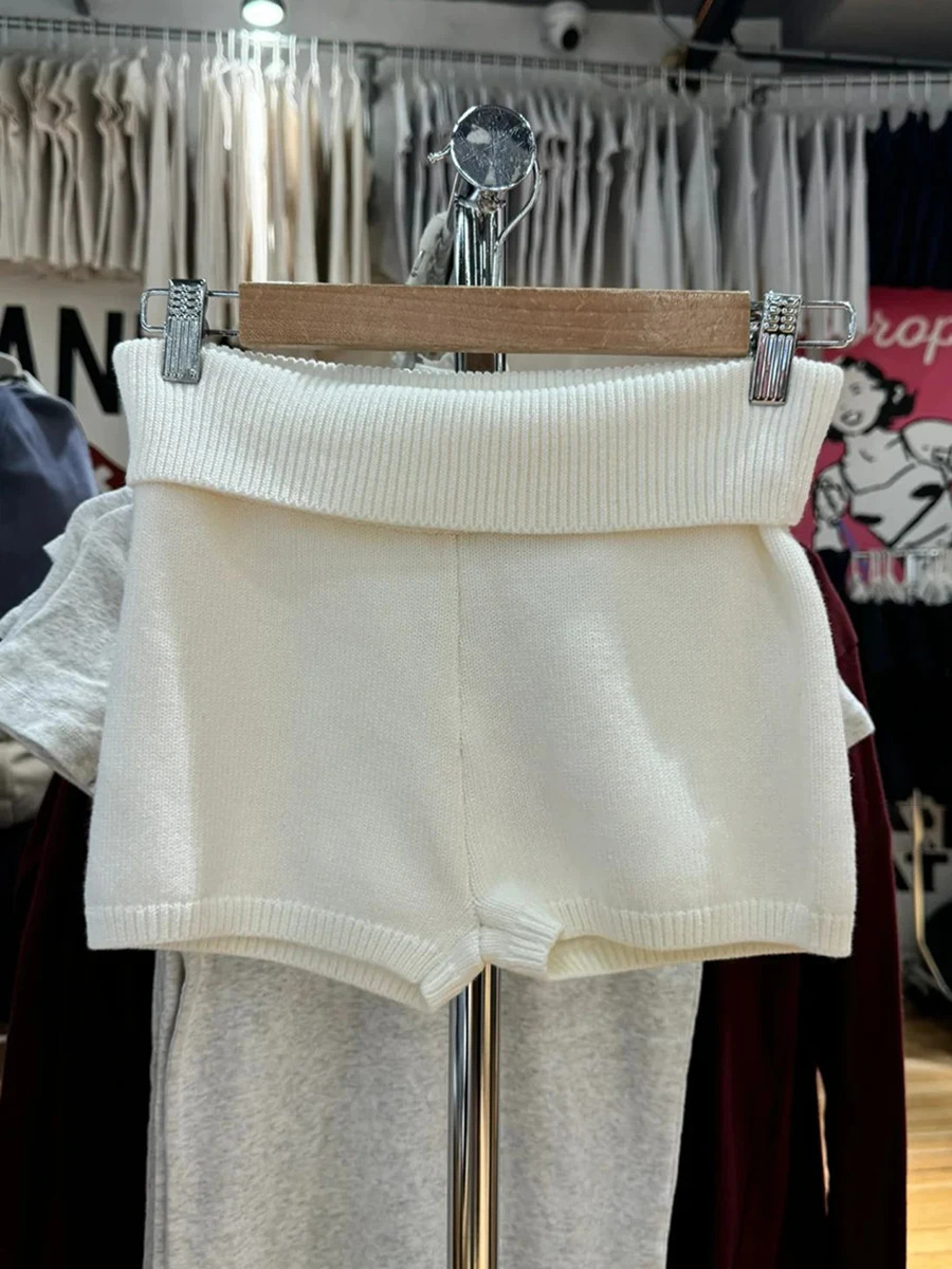 Sweet Solid Knitted T-shirt Shorts Set Women Short Sleeve TeeStraight Sweatshorts Casual Preppy Style Home Pajama 2 Piece Sets 250322