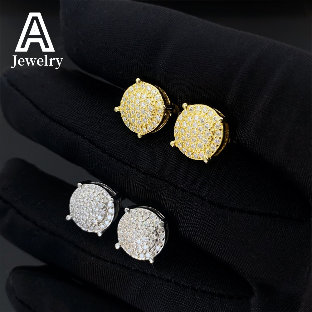 Pass the Diamond Tester Euro-American 925 sterling silver D color vvs Moissanite jewelry earrings classic Hip hop earrings