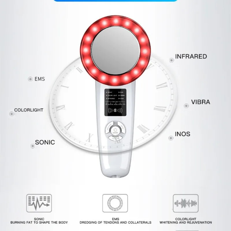 6-in-1 EMS Body Slimmer - LED Skin Care Vibration Massager Rechargeable Portable Fat Burner for Home Gym Beauty 250321