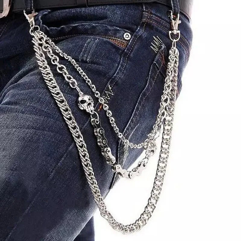 Punk Waist Chain Belt Silver Trousers Chain for Men Jeans Belt Chain for Pants Cool Metal Rock Chain Hiphop Summer Jewelry Man 250324