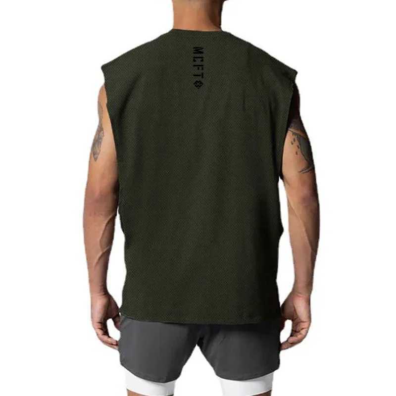Summer mesh quick drying oversized fitness vest mens fitness sleeveless T-shirt loose sports fitness clothing muscle vest X250324