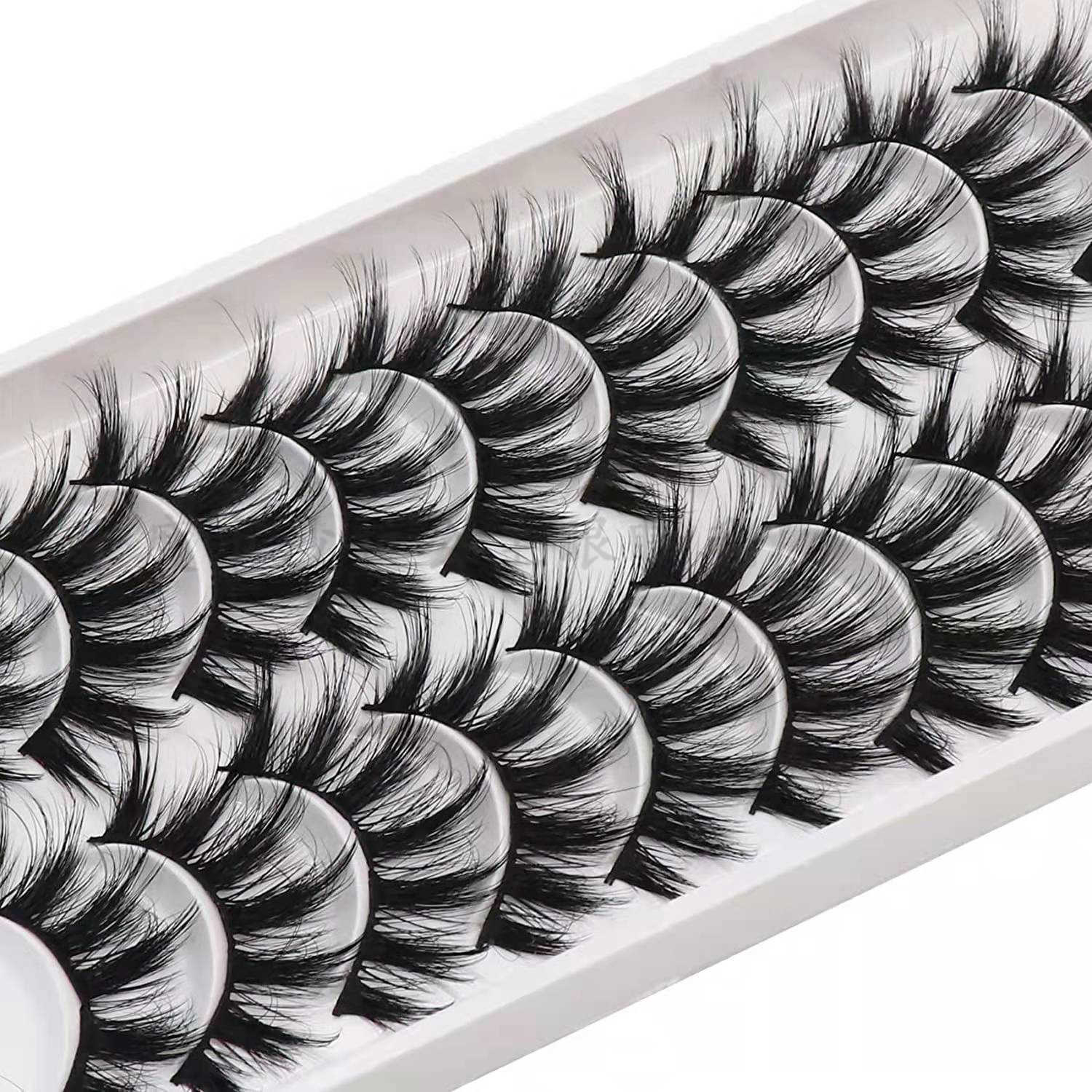 Ten pairs of fake eyelashes imitating mink thick three-dimensional multi-layer fourteen pairs of elongated eyelashes at the end of the eye W250324