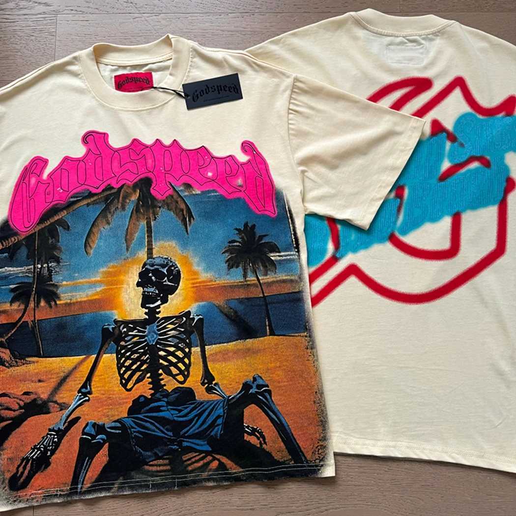 Super Large Summer 2025ss Godspd Retro T-shirt Printed Shorts Slip God SPD Cotton T-shirt High Quality Mens Top X250324