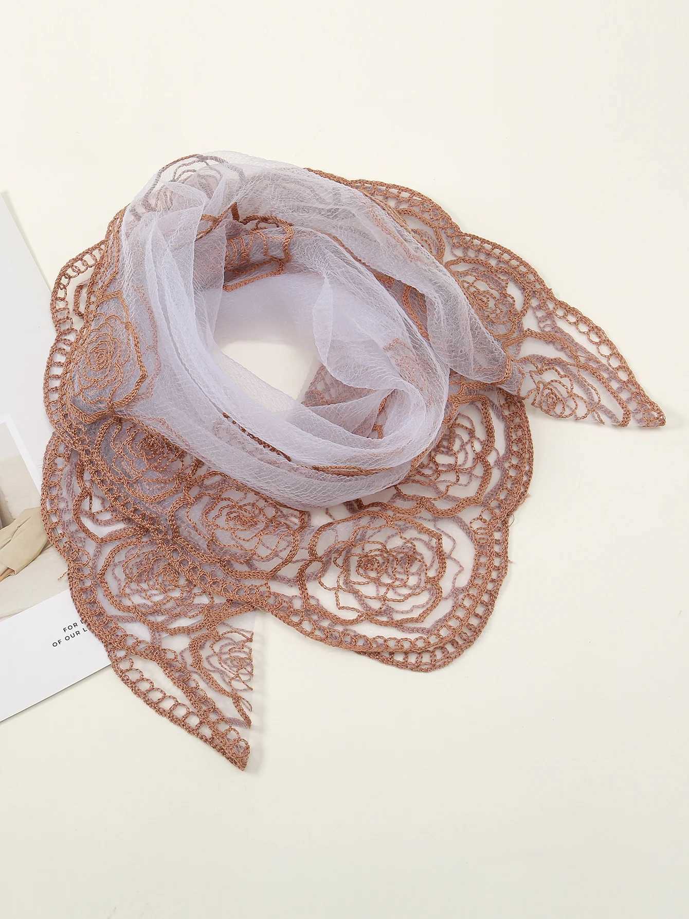 80 * 80cm lace square headscarf style rock embroidery flower belt mesh breathable headscarf through scalp Muslim veil X250324