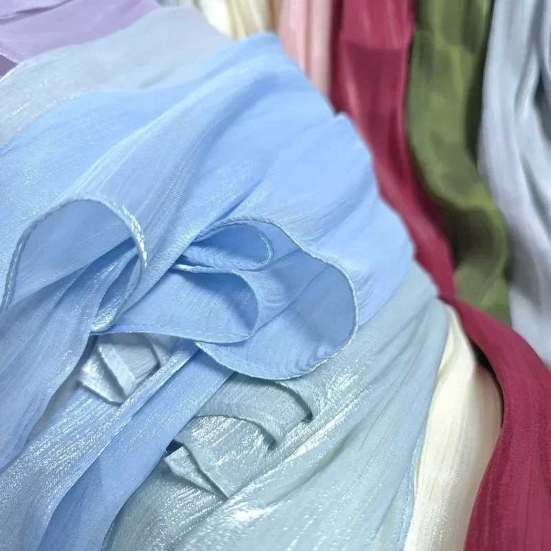 New breathable Cool Island satin scarf smooth crepe long towel shimmering shawl shiny silk headscarf long shawl X250324