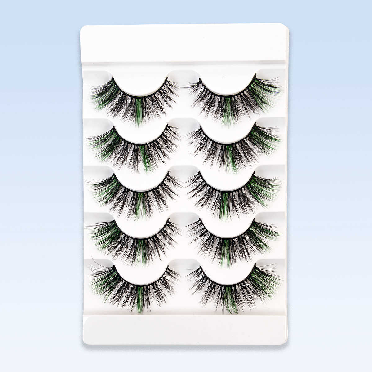 One piece false eyelash style with colored eyelashes 5 pairs of synthetic eyelashes W250324