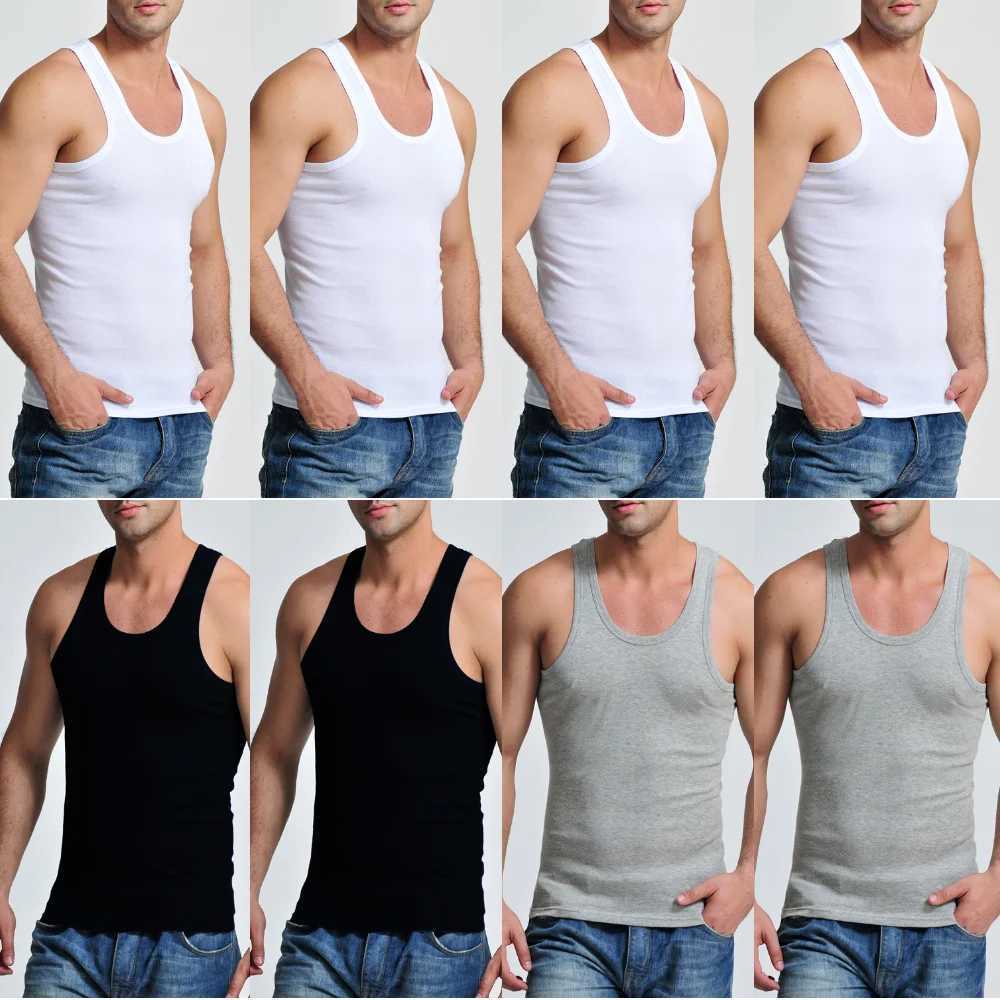 3-piece vest casual mens fitness clothing mens sleeveless fitness vest cotton single piece muscle top Plus size XXXL 4XL X250324