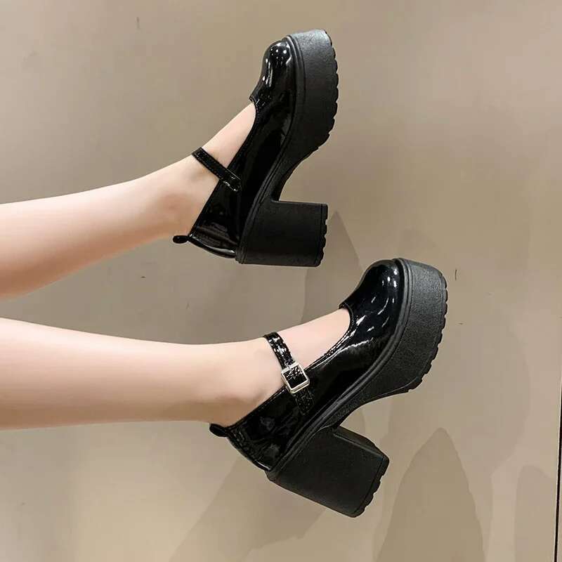 Fashion White Chunky Platform High Heels Women's 2025 New Fall/winter Mary Jane Shoes platform heels