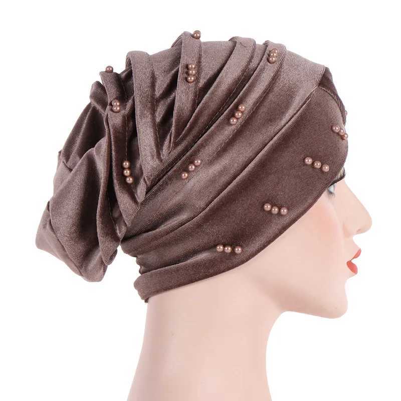 Pearl velvet headscarf Muslim dress wen headscarf female headscarf soft solid color headscarf ready to wear headscarf at any time X250324