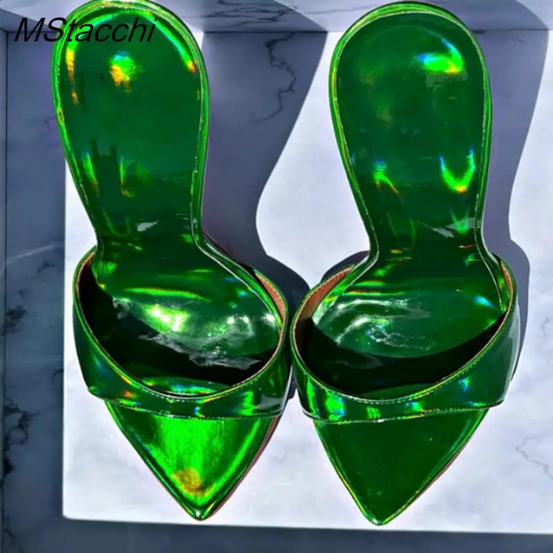 Laser Color Sandals For Women Slippers Summer Star Style Very High Heel Shoes Peep Toe Ladies Stiletto Sandals 250322