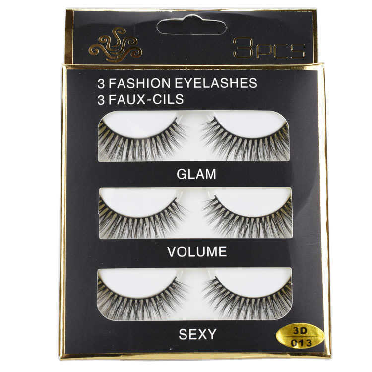 3D Stage Makeup False Eyelash 3-Pair Set Eye Tail Extension Artificial Fiber Eyelash Makeup W250324