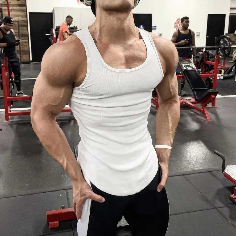 Mens summer vest sleeveless slim fit vest top wide shoulder strap shirt waist belt casual sports vest quick drying fitness top X250324