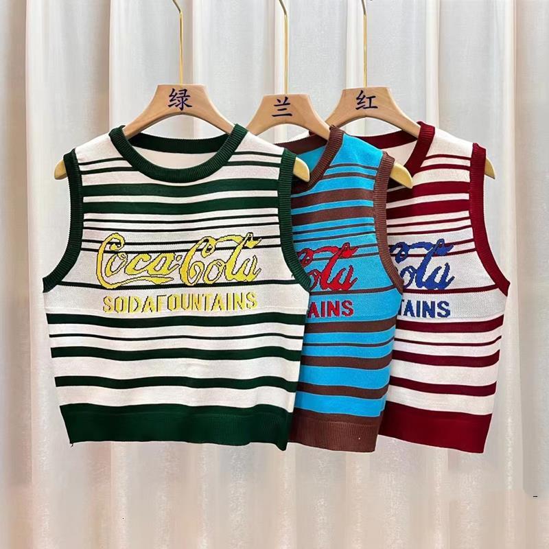 Ins Shoulder Knitted Small Camisole Vest Women's Summer French Short Sleeveless Outerwear