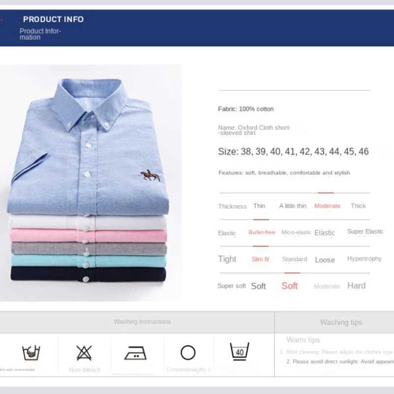 New L short sleeved 100% pure cotton Oxford soft comfortable casual fit plus size high-quality summer business mens casual shirt X250324