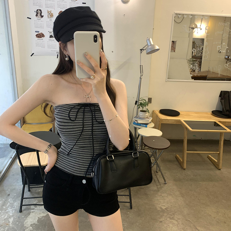 2025 Spring/Summer New Clothing Striped Strap strapless Tank Top Women's Outerwear Thai Unique and Beautiful Design