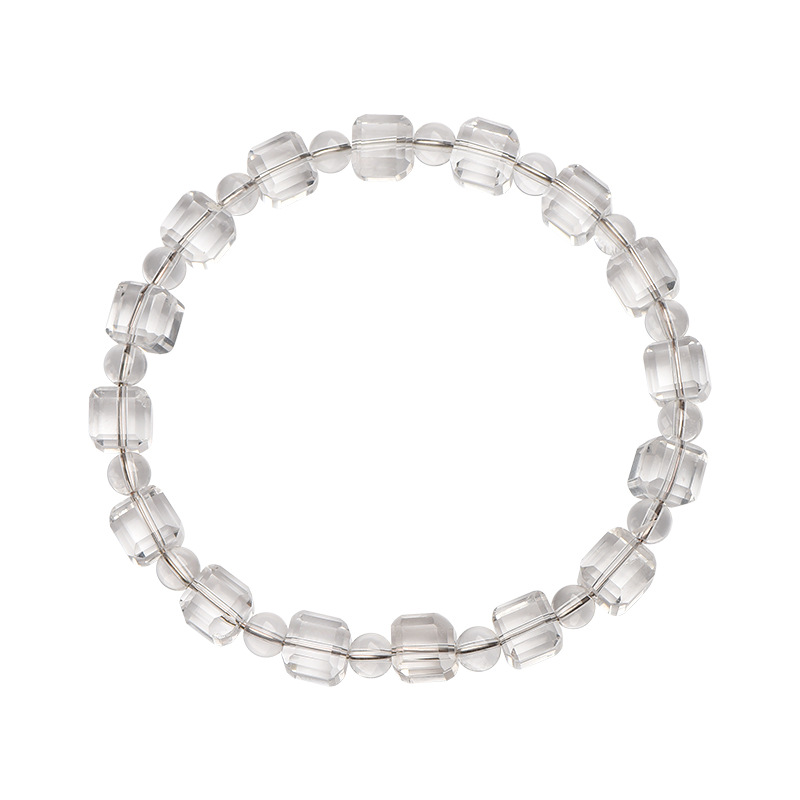 Natural Old Mine White Crystal Cube Sugar String Bracelet Bracelet