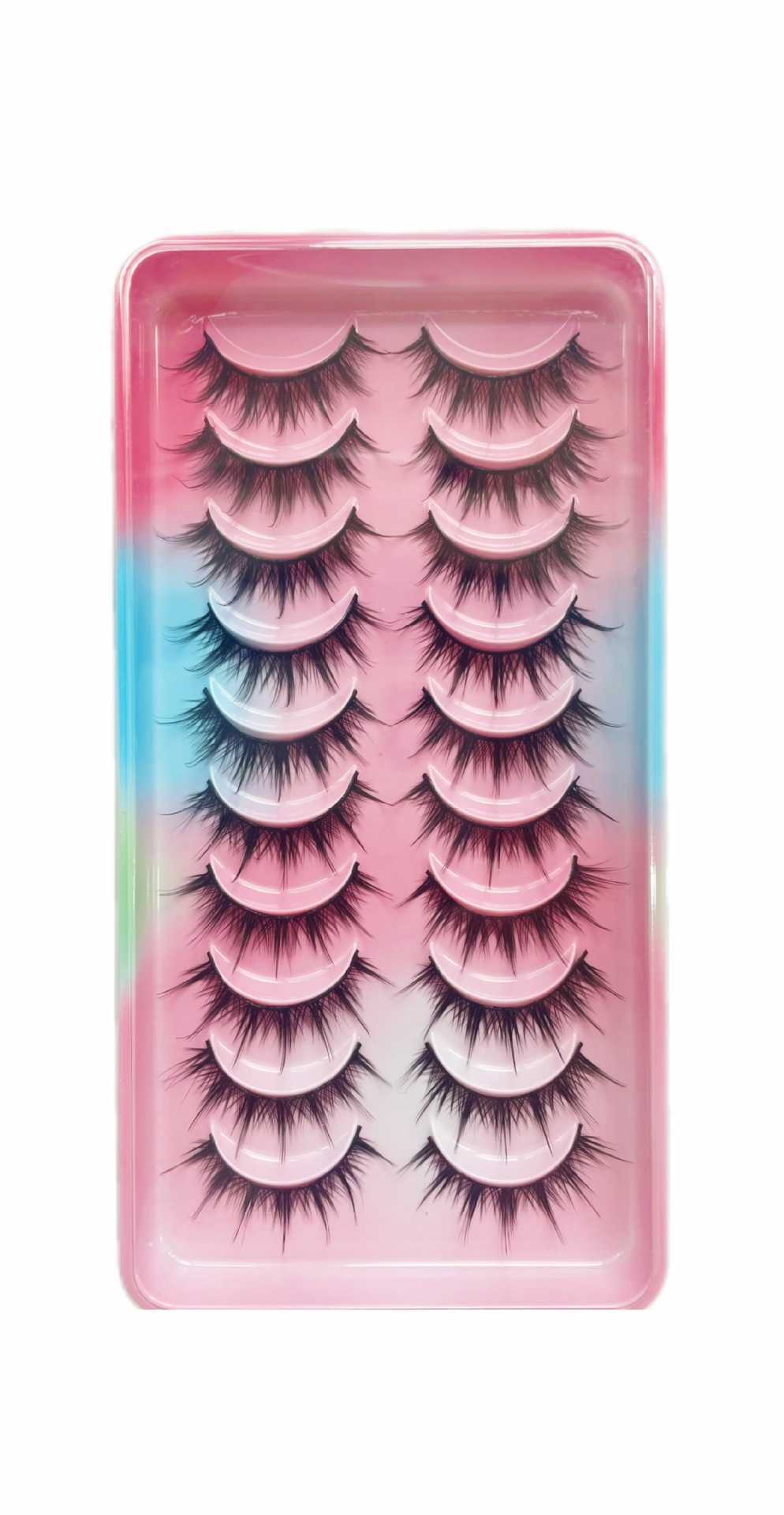 Eyelashes 10 pairs of fake eyelashes naturally thick 3D eyelash straight W250324